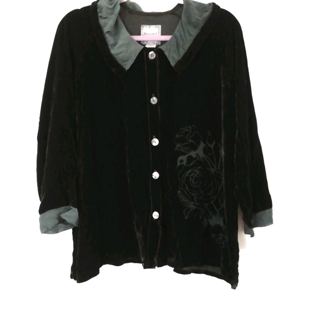 Vintage Burnout Velvet And Rayon Blouse Size M